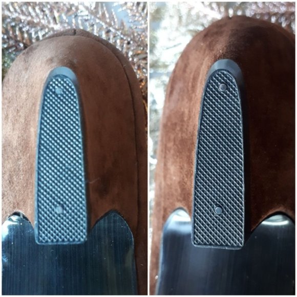 West Avenue Suede Shoe Pointed Toe Low Tan Heels 7 - Picture 8 of 8